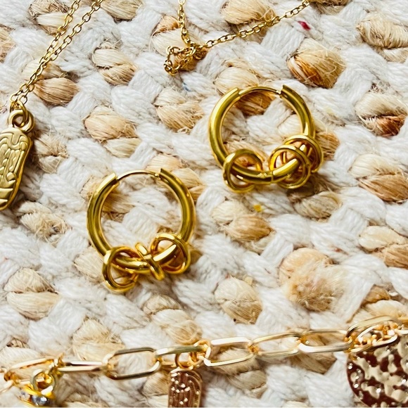 Anthropologie Gold ring Hoop Earrings - Picture 3 of 4